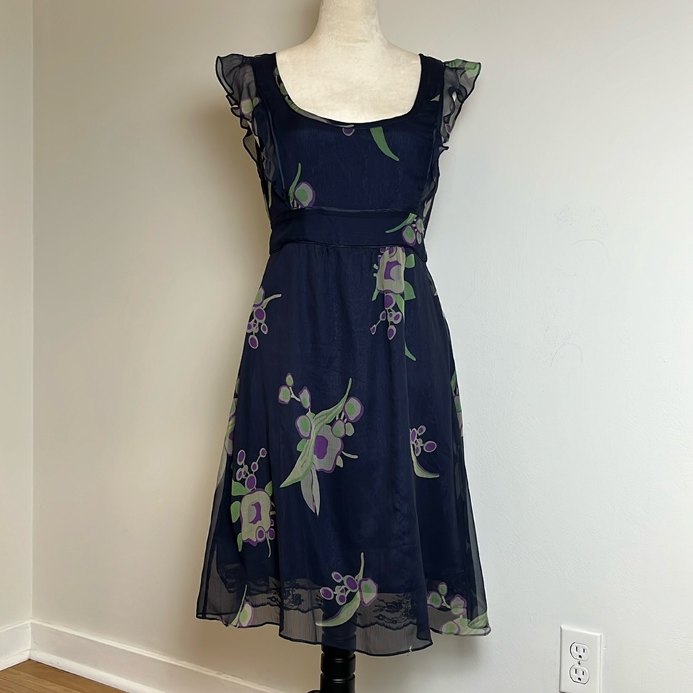 Vintage Maeve Anthropologie Dress Ruffle Sleeves Worn Once Size 6!
